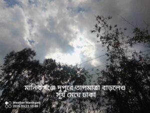 মানিকগঞ্জের আকাশে মেঘের ফাঁকে সূর্য উঁকি দিচ্ছে