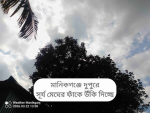 মানিকগঞ্জের আকাশে মেঘ থাকলেও বৃষ্টির সম্ভাবনা নাই
